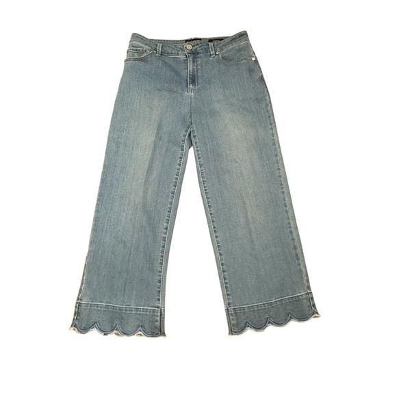 Susan Graver Size 6 Crop Jeans Scalloped Bottom - Picture 1 of 13